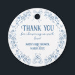 Dusty Blue Floral Vintage Teddy Bear Baby Shower Favour Tags<br><div class="desc">Dusty Blue Whimsical Floral Baby Shower</div>