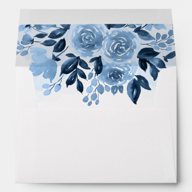 Dusty Blue Floral Watercolor Envelope (Back (Bottom))
