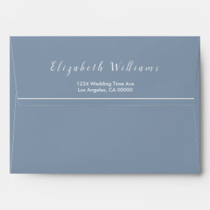 Dusty Blue Floral Watercolor Script Wedding Envelope
