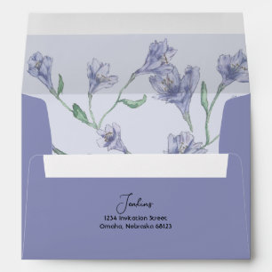 Dusty Blue Floral Watercolor Wedding Envelope