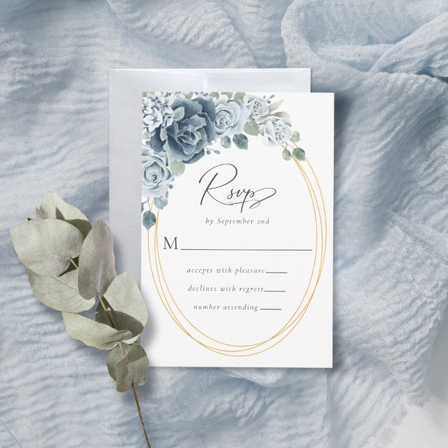 Dusty Blue Floral Watercolor Wedding RSVP Card (Creator Uploaded)