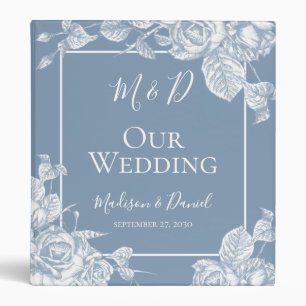 Dusty Blue Floral Wedding Album Binder