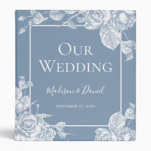Dusty Blue Floral Wedding Album Binder