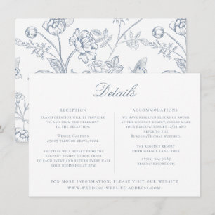 Dusty Blue Floral Wedding Details Card