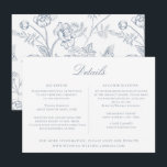 Dusty Blue Floral Wedding Details Card<br><div class="desc">Dusty Blue Floral,  wedding details information enclosure card. Template provides multiple lines for your detailed information. Including reception,  accommodations and website.</div>
