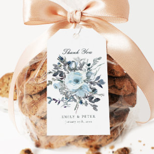 Dusty Blue Floral Wedding Favour Gift Tags