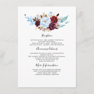 Dusty Blue Floral Wedding Information Guest Enclosure Card