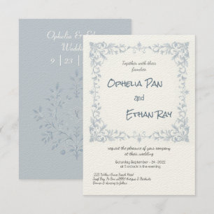 Dusty Blue Floral wedding Invitation