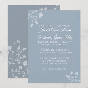 Dusty Blue Floral Wedding Invitation