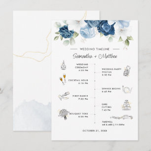 Dusty Blue Floral Wedding Itinerary and Program