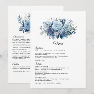 Dusty Blue Floral Wedding Menu
