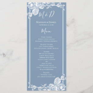 Dusty Blue Floral Wedding Menu
