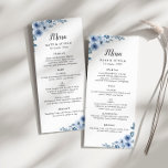 dusty blue floral wedding menu<br><div class="desc">watercolor dusty blue floral with elegant black text. Personalize the text and colours on this wedding program template.</div>