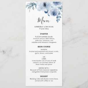 dusty blue floral wedding  menu