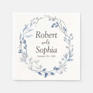 Dusty Blue Floral Wedding Napkin