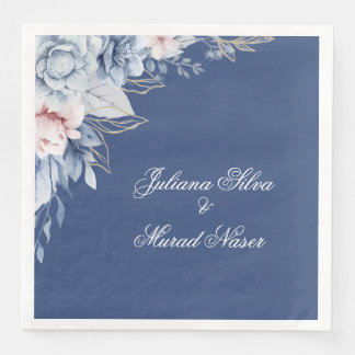 Dusty Blue Floral Wedding Napkins 