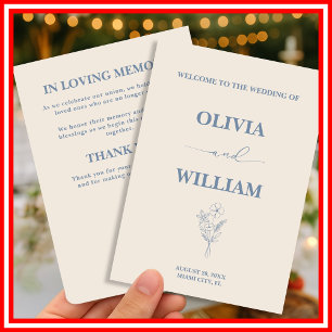 Dusty Blue Floral   Wedding Program