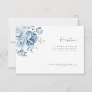 dusty blue floral wedding reception card