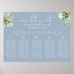 Dusty Blue Floral Wedding Table Plan Seating Chart
