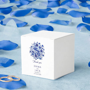Dusty Blue Floral Wedding thank you Favor Box