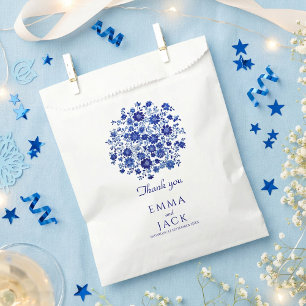 Dusty Blue Floral Wedding thank you Favour Bag