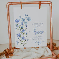 Dusty Blue Floral Wildflower Guess How Many Kisses