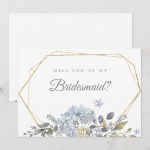 Dusty Blue Floral Will You Be My Bridesmaid Invitation