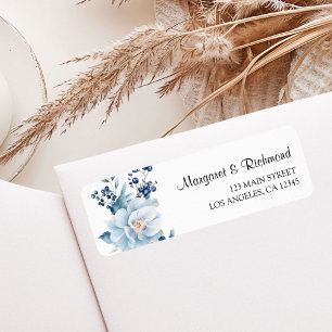 Dusty Blue Floral Winter Wedding Address