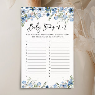 Dusty Blue Florals Baby Items Baby Shower Game