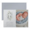 Dusty Blue Florals Baptism Photo Invitation