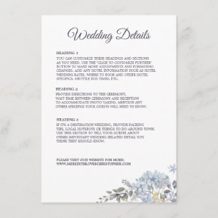 Dusty Blue Florals Combo Menu Wedding Details