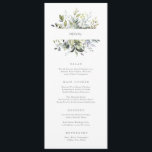 Dusty Blue Florals Menu<br><div class="desc">This design features dusty blue florals and eucalyptus leaves in shades of green.</div>