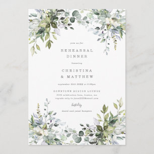 Dusty Blue Florals Rehearsal Dinner Invite