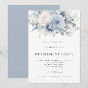 Dusty Blue Florals Retraite Party Invitation