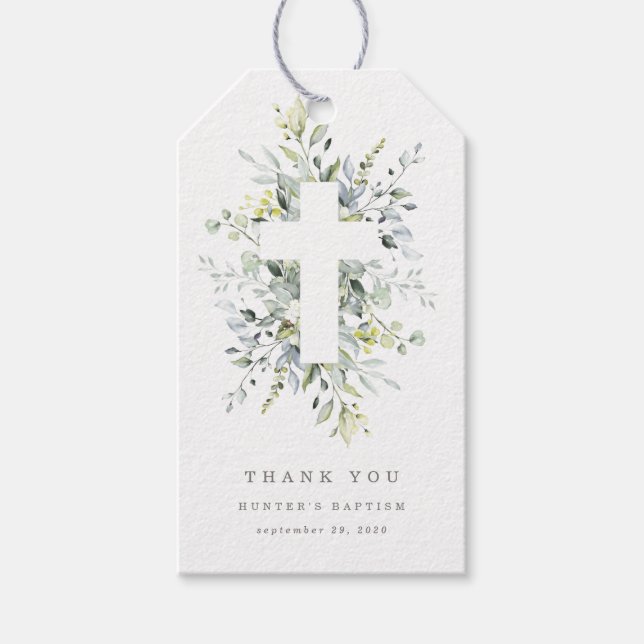 Dusty Blue Florals Thank You Tag (Front)