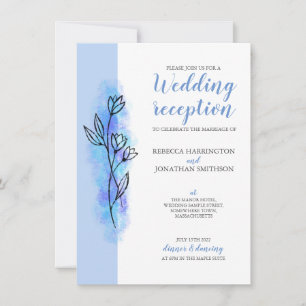 Dusty Blue Flower Modern Wedding Reception Card