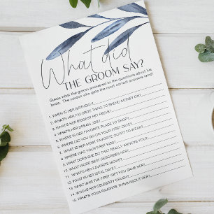Dusty Blue Flowers Game Would the Groom Say Flyer