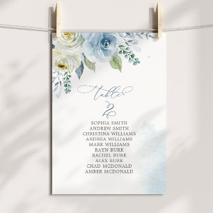Dusty Blue Flowers Table Number 2 Seating Chart