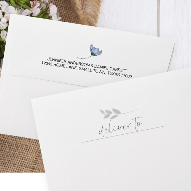 Dusty Blue Flowers Wedding Invitation Envelope (Creator Uploaded)