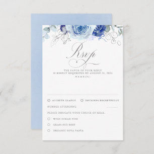 Dusty Blue Flowers Wedding RSVP