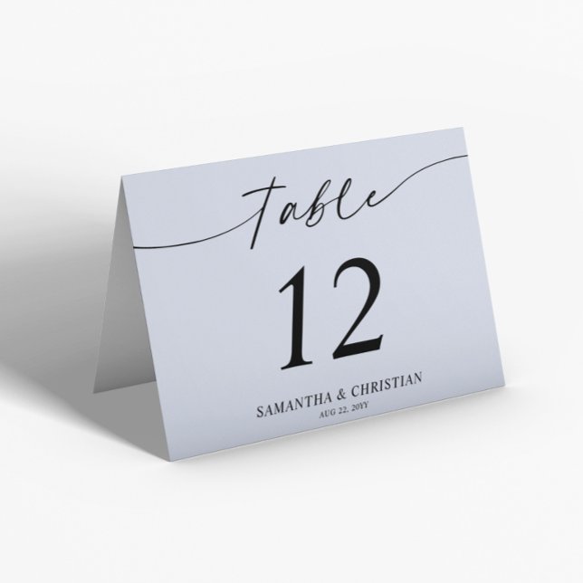 Dusty Blue Folded Tent Wedding Table Number card (Creator Uploaded)
