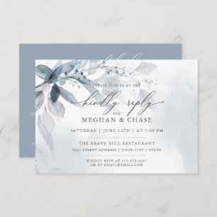 Dusty Blue Foliage CUSTOM RSVP DÉTAILS Invitation
