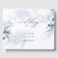 Dusty Blue Foliage Mariage Livre d'or