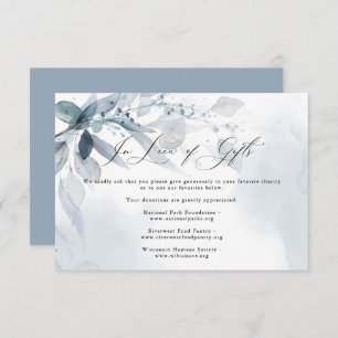 Dusty Blue Foliage Watercolor Gift Request  Invitation