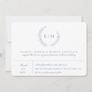 Dusty Blue Foliage Wreath Monogram Wedding
