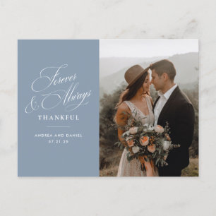Dusty Blue Forever and Always Wedding Thank You  Postcard