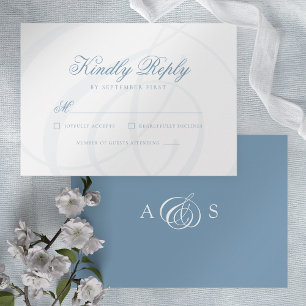 Dusty Blue Formal Wedding RSVP Card