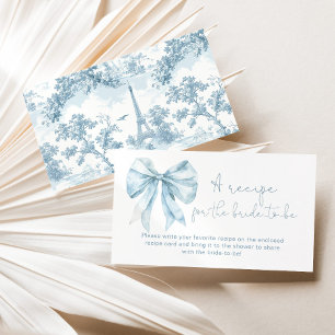 Dusty blue French bow recipe for the bride to be Enclosure Card