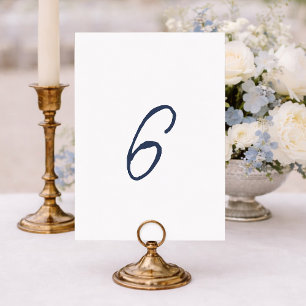 Dusty Blue French Stripe Wedding Table Number 6
