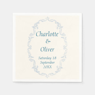 Dusty Blue French Toile Custom Wedding Paper Napki Napkin